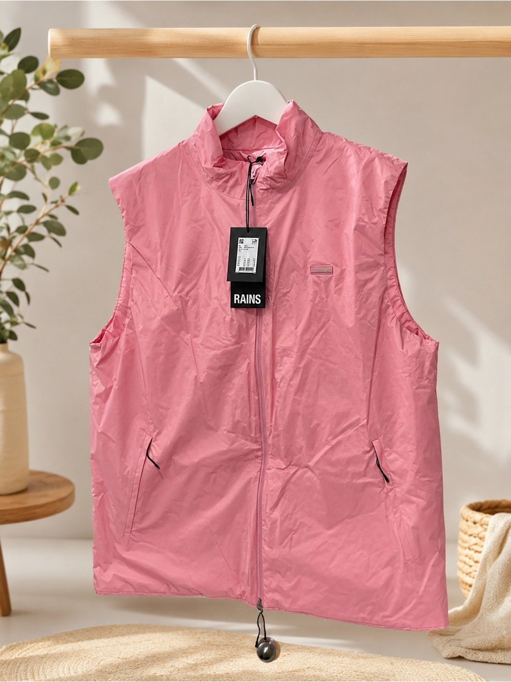 Rains Pink Sleeveless Packable Shell Vest